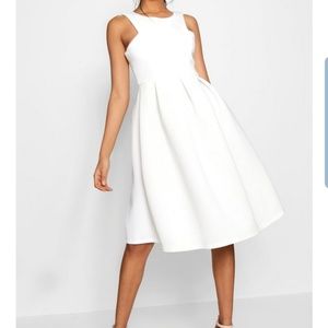 Scuba cut away neckline midi dress